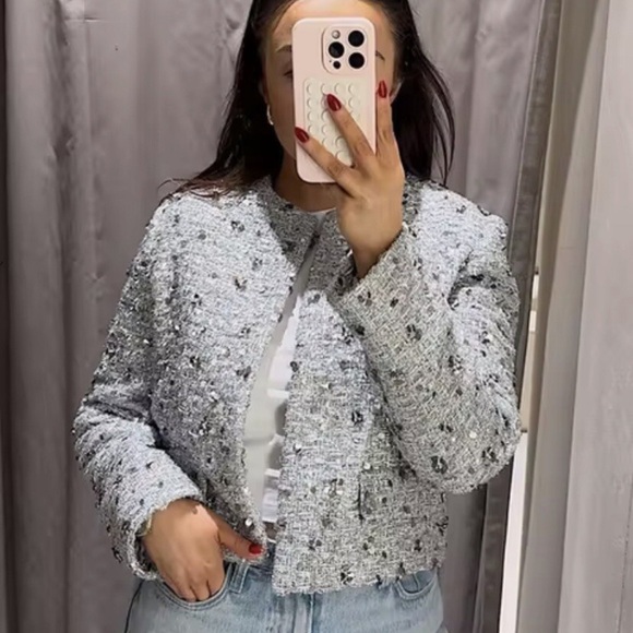 BLOGGERS FAVE NWOT ZARA Gray Structured Blazer - Picture 13 of 16